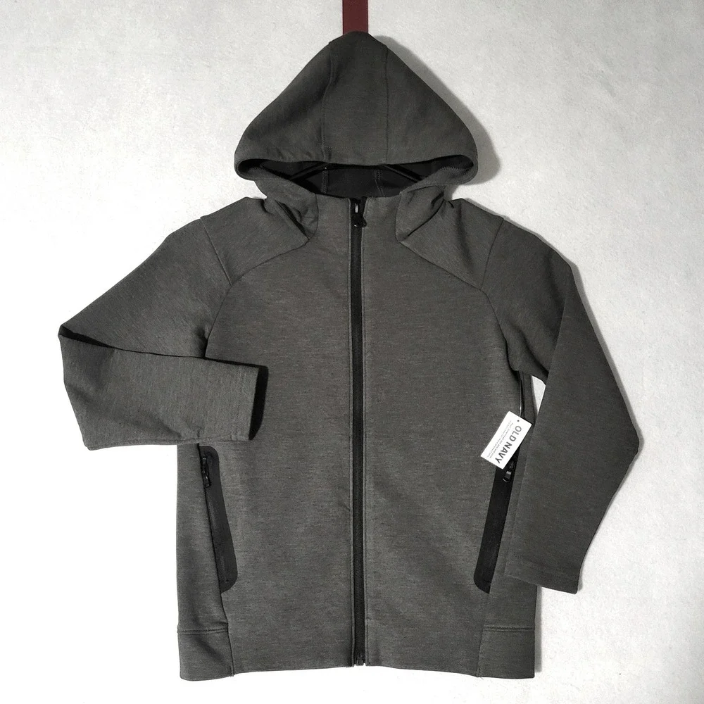 Old Navy Active Boys Small 6 7 Gray Jacket Dynamic Fleece Zip Hoodie NWT New
